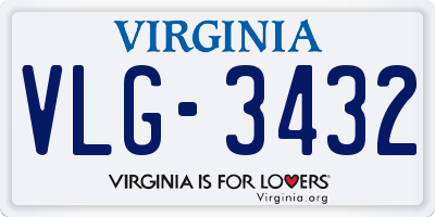 VA license plate VLG3432
