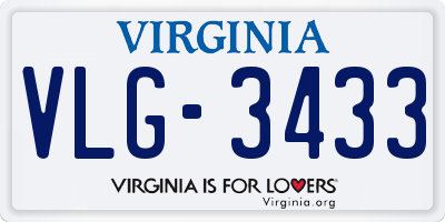 VA license plate VLG3433