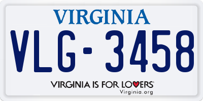 VA license plate VLG3458