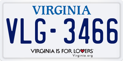 VA license plate VLG3466