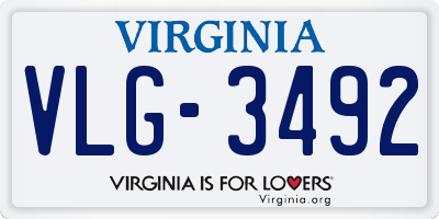 VA license plate VLG3492