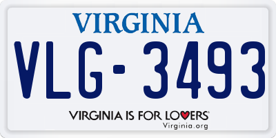 VA license plate VLG3493