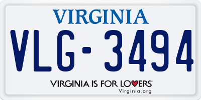VA license plate VLG3494