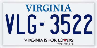 VA license plate VLG3522