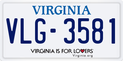 VA license plate VLG3581