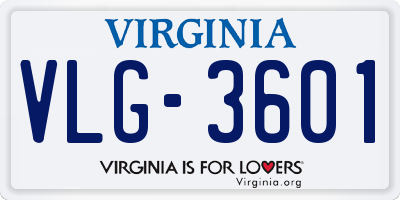 VA license plate VLG3601