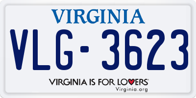 VA license plate VLG3623