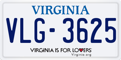 VA license plate VLG3625