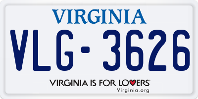 VA license plate VLG3626