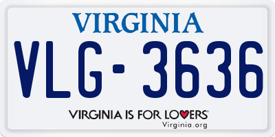 VA license plate VLG3636