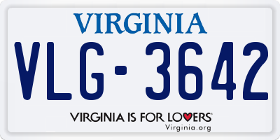 VA license plate VLG3642