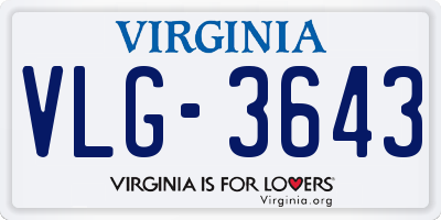 VA license plate VLG3643