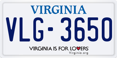 VA license plate VLG3650