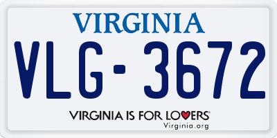 VA license plate VLG3672