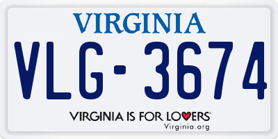 VA license plate VLG3674