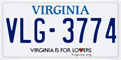 VA license plate VLG3774