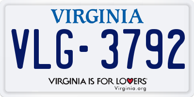 VA license plate VLG3792