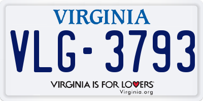 VA license plate VLG3793