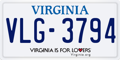 VA license plate VLG3794