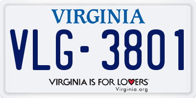 VA license plate VLG3801