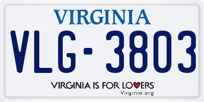 VA license plate VLG3803