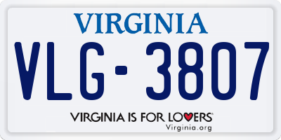 VA license plate VLG3807