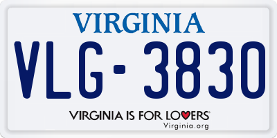 VA license plate VLG3830