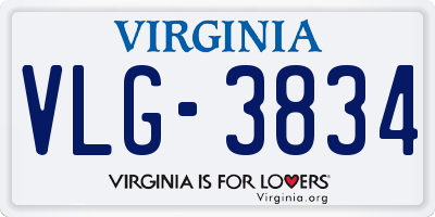 VA license plate VLG3834