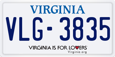 VA license plate VLG3835