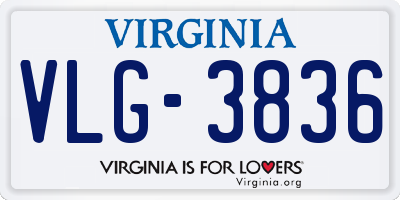 VA license plate VLG3836