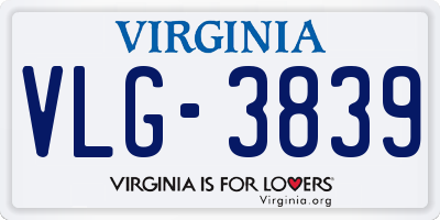 VA license plate VLG3839