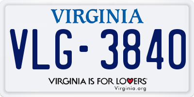 VA license plate VLG3840