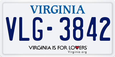 VA license plate VLG3842