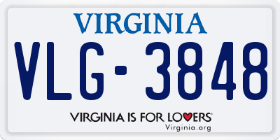 VA license plate VLG3848