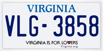 VA license plate VLG3858