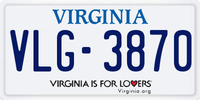 VA license plate VLG3870