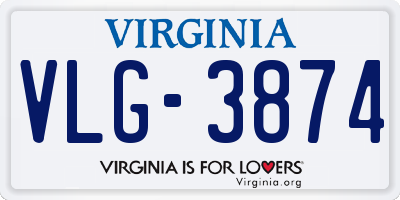 VA license plate VLG3874