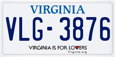 VA license plate VLG3876