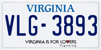 VA license plate VLG3893