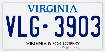 VA license plate VLG3903