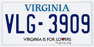 VA license plate VLG3909