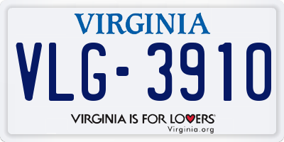 VA license plate VLG3910