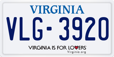 VA license plate VLG3920