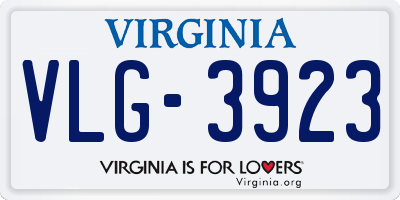 VA license plate VLG3923