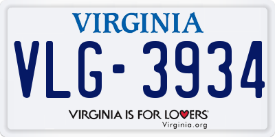VA license plate VLG3934