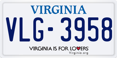 VA license plate VLG3958
