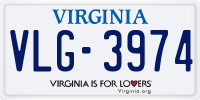 VA license plate VLG3974