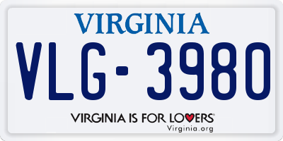 VA license plate VLG3980