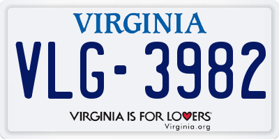 VA license plate VLG3982