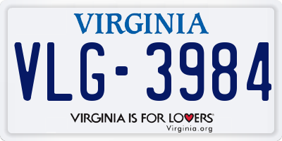 VA license plate VLG3984
